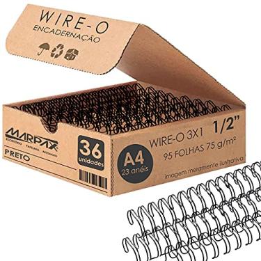 Imagem de Wire-o para Encadernação 3x1 A4 Preto 1/2 para 95 fls 36un