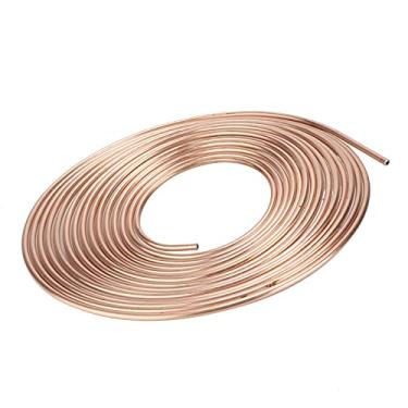 Imagem de Bobina do tubo de freio, linha de freio à prova de ferrugem de cobre banhado a níquel 25 pés 3/16 pol. OD para de combustível de frenagem hidráulica(A (dourado))