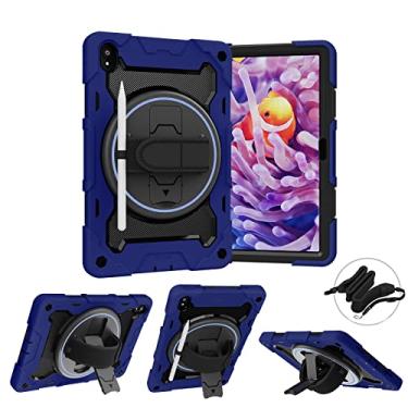 Imagem de QYiiD Capa para Lenovo Tab P11 2020 TB-J606F TB-J606X / P11 Plus TB-J607, capa protetora resistente para crianças com suporte giratório de 360° e alça de ombro para Lenovo Tab P11/P11 Plus, azul