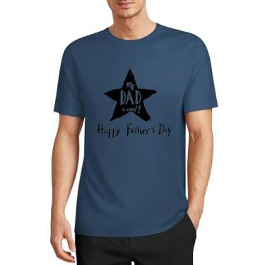 Imagem de CHAIKEN&CAPONE Camiseta divertida para o dia dos pais, presente engraçado para o pai, masculino, gola drapeada, manga curta, algodão, Estilo azul-escuro, 4G
