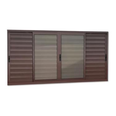 Imagem de Veneziana Elite 6 Folhas Moveis 120 X 150 Vidro Liso Corten