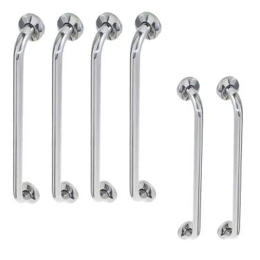 Imagem de Alça De Apoio Barra Inox Kit 6 Unidades 70cm 80cm Suporte Gestante Idoso Criança Corrimao