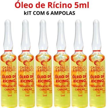 Imagem de Óleo De Rícino Cabelo E Brilho 5ml - Kit C/ 6 Ampolas - Arovitel