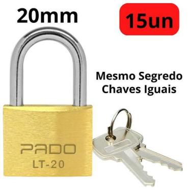 Imagem de Kit 15 Cadeado 20mm Pado mesmo segredos iguais mesma chave