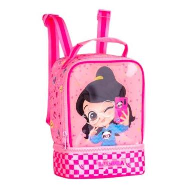 Imagem de Lancheira Infantil Luluca Rosa Com Alça Design Quadriculado - Clio - C