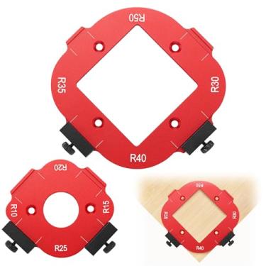 Imagem de Xuhal Conjunto de 2 modelos de roteador de liga para carpintaria, modelo de raio de canto arredondado rápido R10/R15/R20/R25/R30/R35/R40/R50 com clipe removível de mesa, ferramenta auxiliar de corte