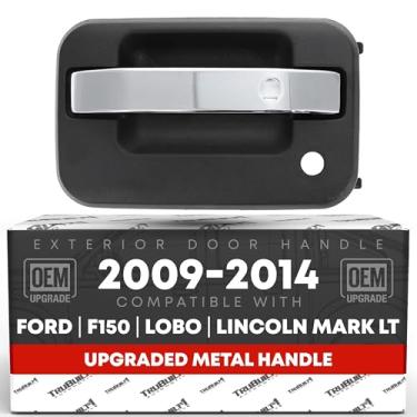 Imagem de Maçaneta externa da porta do motorista, metal atualizado - compatível com Ford F-150 2009-2014, Ford Lobo 09-14, Lincoln Mark LT 10-14 - cromado, preto com fechadura - OEM CL3Z-1522405-BA-HCHMT, 97674