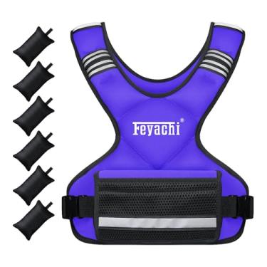 Imagem de Feyachi Colete com peso de 5,4 kg – Colete tipo X com listras refletivas para homens e mulheres, ideal para corrida, treino e treinamento, roxo