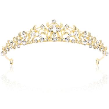Imagem de Vovii Tiaras e coroas douradas para mulheres, coroa de noiva, tiaras de casamento para noiva, tiara de princesa com coroa de strass para casamento, aniversário, fantasia de Halloween, quinze anos