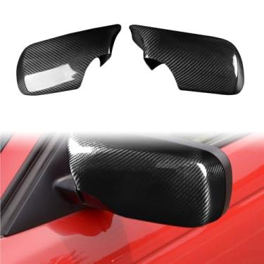 Imagem de 2 peças de capas de espelho retrovisor externo esquerdo e direito de fibra de carbono real para carro, cor preta, compatível com BMW Série 3 E46 2002-2006