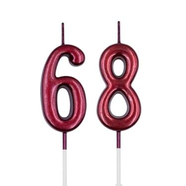 Imagem de Velas de aniversário de 68 e 86 anos, vela vermelha número 68 86 para bolo, decoração de topo de bolo de feliz aniversário para festa de aniversário de aniversário