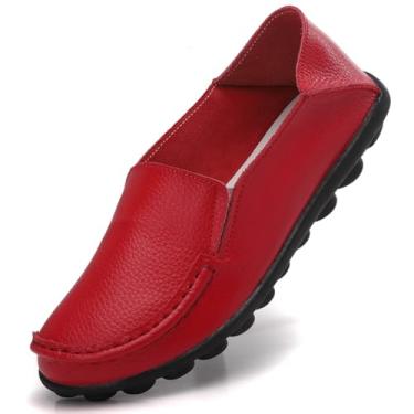 Imagem de ANYUETE Mocassins Femininos Confortáveis Para Caminhada, Trabalho, Calçados Casuais Dirigir, Sair À Noite, Escritório, Compras, Em Pé, Liquidação, Vermelho, Tamanho 10