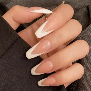 Imagem de 1 adesivo de unhas de gel semicurado para mulheres – Kit de adesivos de unhas francesas crescentes para salão de beleza para acessórios de bricolage