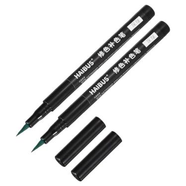 Imagem de PATIKIL Caneta marcador de tecido de 14 cm, 2 peças de marcador de ponta de pincel de tecido de secagem rápida à prova d'água para conserto de cores, verde escuro