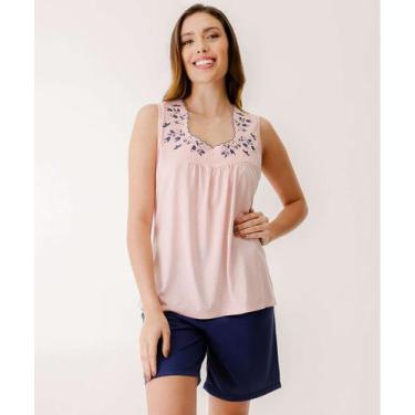 Imagem de Pijama Feminino Bordado Marisa Rosa-91052, Rosa, GG