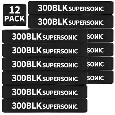 Imagem de Pacote com 12 pulseiras de identificação de calibre de munição supersônica Miaozhun 300 BLK Superpersonic Magazine .300 Blackout (Preto-Branco)