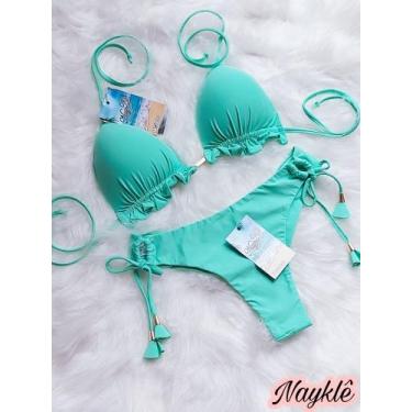 Imagem de Biquini Cortininha com Calcinha Fio Duplo - Nayklê Moda Praia, Verde a