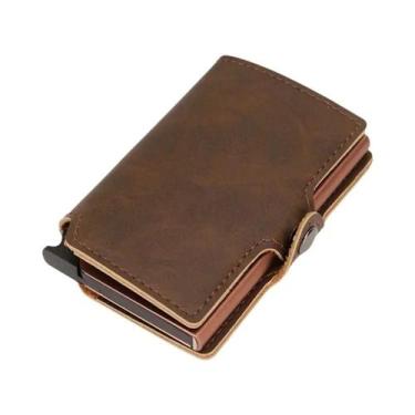Imagem de Porta-Cartões De Crédito Slim RFID Para Homens, Carteira De Couro Luxu