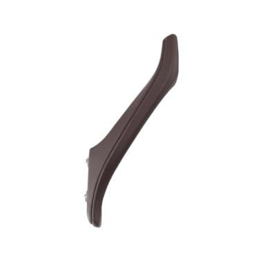 Imagem de Interior esquerda direita maçaneta da porta do passageiro couro genuíno puxador da porta interna Compatível com bmw série 5 f10 f11 f18 520i 523i 525i 528i 535i(Right side-mocca)