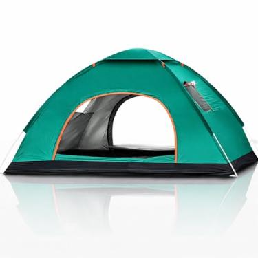 Imagem de Barraca de Camping Multifuncional Compacta para 2-3 Pessoas, 200x140x110cm, com Tela Mosquiteiro Ventilação e Montagem Rápida, Proteção UV, Hastes Flexíveis Reforçadas, Bolsos Internos (Verde)