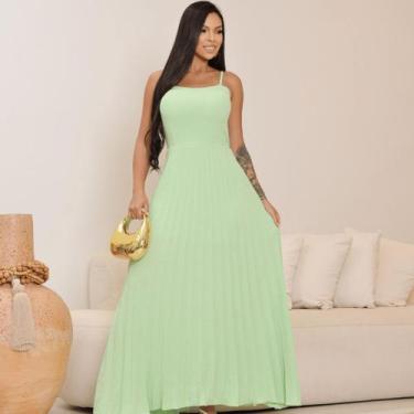 Imagem de Vestido Feminino Longo Plissado com Amarração nas Costas Alças Multius