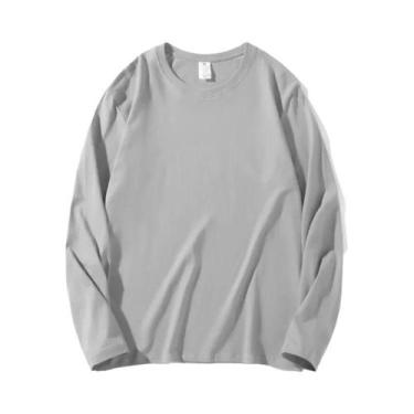 Imagem de Camisetas Femininas De Algodão De Manga Longa Com Decote Redondo, Esti