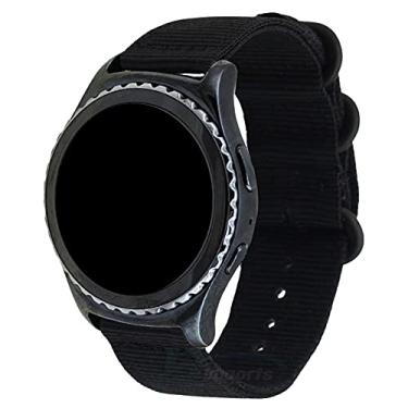 Imagem de LTIMPORTS Pulseira 20mm Militar Nylon Preta, Compatível com Samsung Galaxy Watch Active 1 e 2, Galaxy Watch 3 41mm, Amazfit GTR 42mm, GTS - 20.5 cm