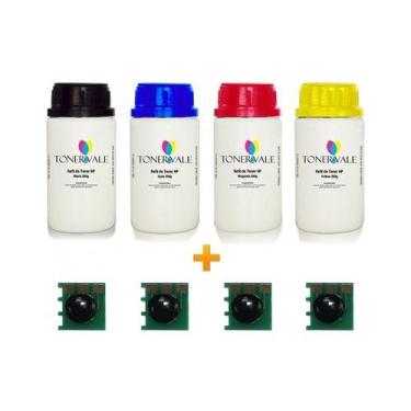 Imagem de Kit 4 Toner Refil + 4 Chip Toner TankFull Para HP 650A CE270A 271 272 