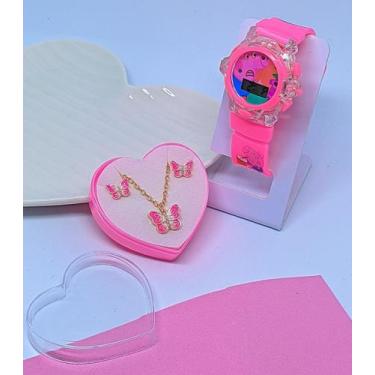 Imagem de Kit Relógio Digital Pisca Luz Colorido Toca Musica Princesa Disney + C