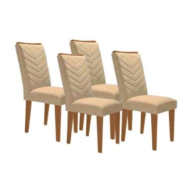 Imagem de Kit 4 Cadeiras Sala Jantar Londrina 4 Un Capuccino/Linho Bege Turim - Rufato