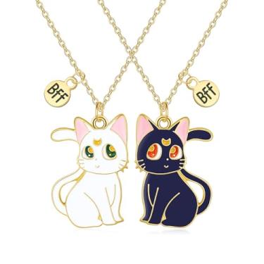 Imagem de HANRESHE Colar de gato combinando Best Friend Colares Coração Yin Yang Amizade Colar para 2, Small, Aço inoxidável, Sem Pedra Preciosa