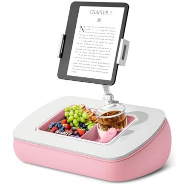 Imagem de ERGONOV Suporte de travesseiro para tablet Lap Beanbag com tigela de lanche e braço giratório de 360°, suporte ajustável para iPad para cama, sofá e poltrona reclinável, compatível com Kindle de 4,7 a