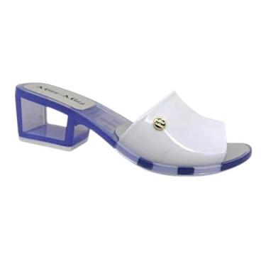 Imagem de Tamanco Miss Miss 10237 Retrô Acrílico Cristal Transparente, Branco, 3