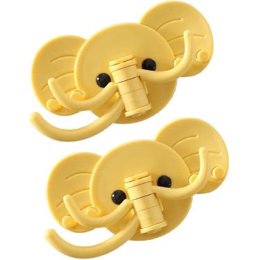 Imagem de Kit 2 Cabide de Parede de Elefante com 7 Ganchos Fixação Adesiva