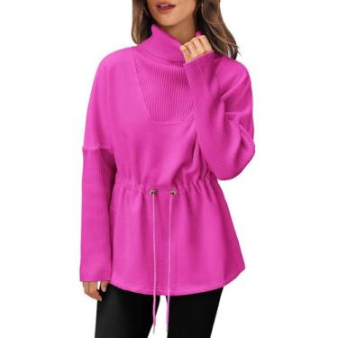 Imagem de Moletom feminino Fisoew, gola alta, lã, cordão, cintura