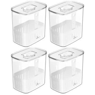 Imagem de 4X Pote Temperos 1,5L Organizador Geladeira Ou Clear Fresh