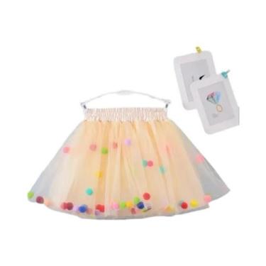 Imagem de Saia Tutu Infantil de Tule com Pompom - Vestido de Princesa para Menin