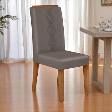 Imagem de Kit 02 Cadeiras De Jantar Estofada Yasmin Freijó Veludo Lunar- Mabe Magazine