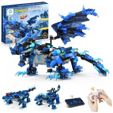 Imagem de Robô Dragão Sillbird 549 Peças com Controle Remoto e APP para Crianças Acima de 6 Anos, Azul