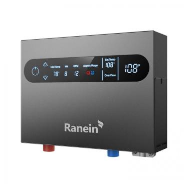 Imagem de Aquecedor de Água Elétrico Tankless Ranein RE8K Cinza, 8 kW, 240V, Display LED, até 1,9 GPM