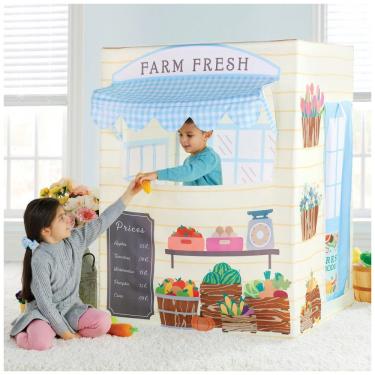 Imagem de Barraca infantil Martha Stewart Kids’ Farmer’s Market Play Tent em tecido para brincadeiras de faz de conta em ambientes internos