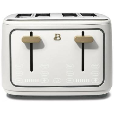 Imagem de Torradeira elétrica de pão 4 fatias Beautiful Branca, 1800W, slots extralargos, display touch, funções bagel e congelados, aço inox, 110V