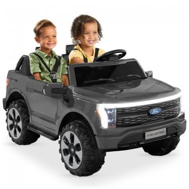 Imagem de Carro Elétrico Infantil Licenciado Best Choice Products Ford F-150 Lightning 24V Cinza, 2 Lugares, com Controle Remoto e Bluetooth