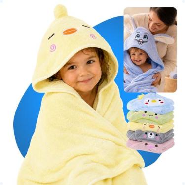 Imagem de Toalha De Bebe Infantil Macia Capuz Grande C/ Orelhinha Fofa - Hxt, Am