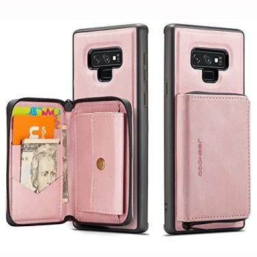 Imagem de Capa de telefone Capa tipo carteira destacável 2 em 1 para Samsung Galaxy Note 10+, capa traseira de couro fina à prova de choque, capa carteira com zíper protetor de suporte magnético porta-cartão W