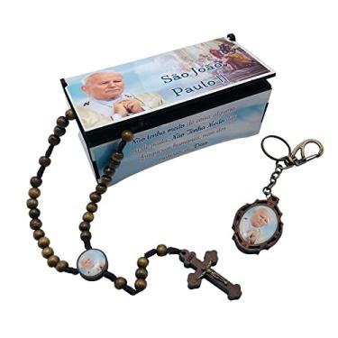 Imagem de Terço e Chaveiro São João Paulo II Caixinha Personalizada