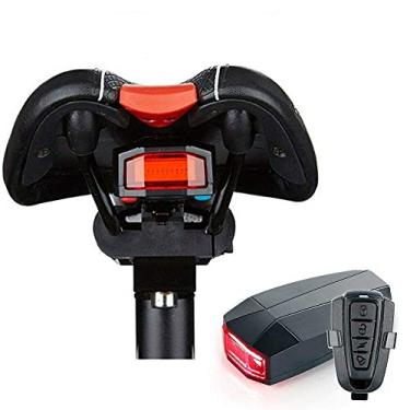 Imagem de Sistema de íons de roubo de bicicleta - Alarme de roubo, controle remoto, controle remoto, controle remoto, sistema de segurança de bicicleta, alarme de bloqueio, luz traseira de LED, luz traseira de