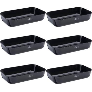 Imagem de Conjunto com 6 Tigela Retangular Vasilha Travessa 2,8L Preto