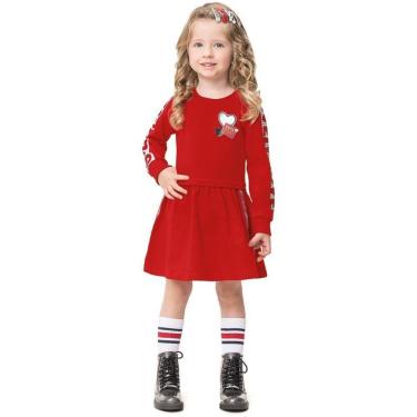Imagem de Vestido Infantil Inverno Moletinho Vermelho Tam 3 - Angerô-Feminino