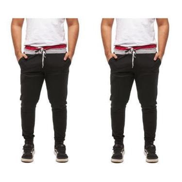 Imagem de Kit com 02 Calças de Moletom Masculina Skinny Confort - M13-Masculino